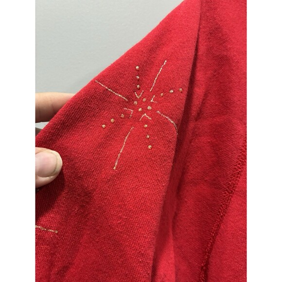 Vintage 90s Let It Snow Snowman Sweatshirt XXLarge Red Made in USA Hanes - Picture 5 of 6